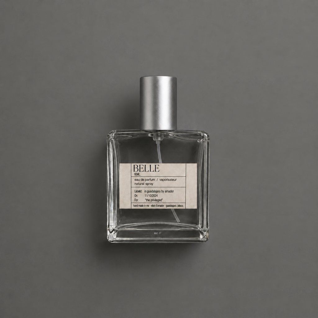 Belle de Elixir Amador: frasco cuadrado de 60 ml.
