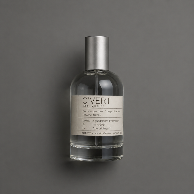 C’Vert de Elixir Amador: frasco cilíndrico de 120 ml sobre fondo gris.