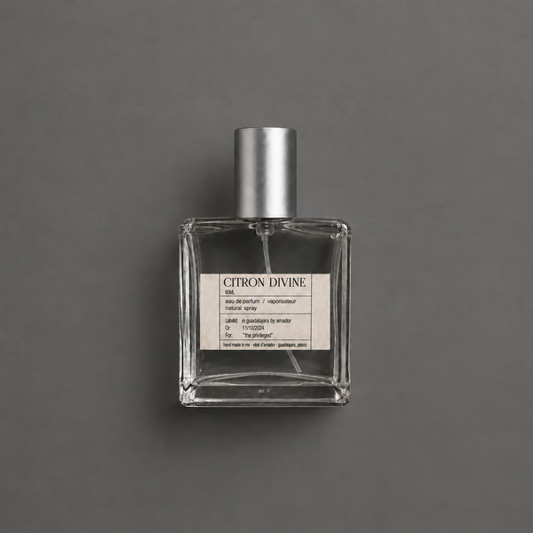 Citron Divine de Elixir Amador: frasco cuadrado de 60 ml.