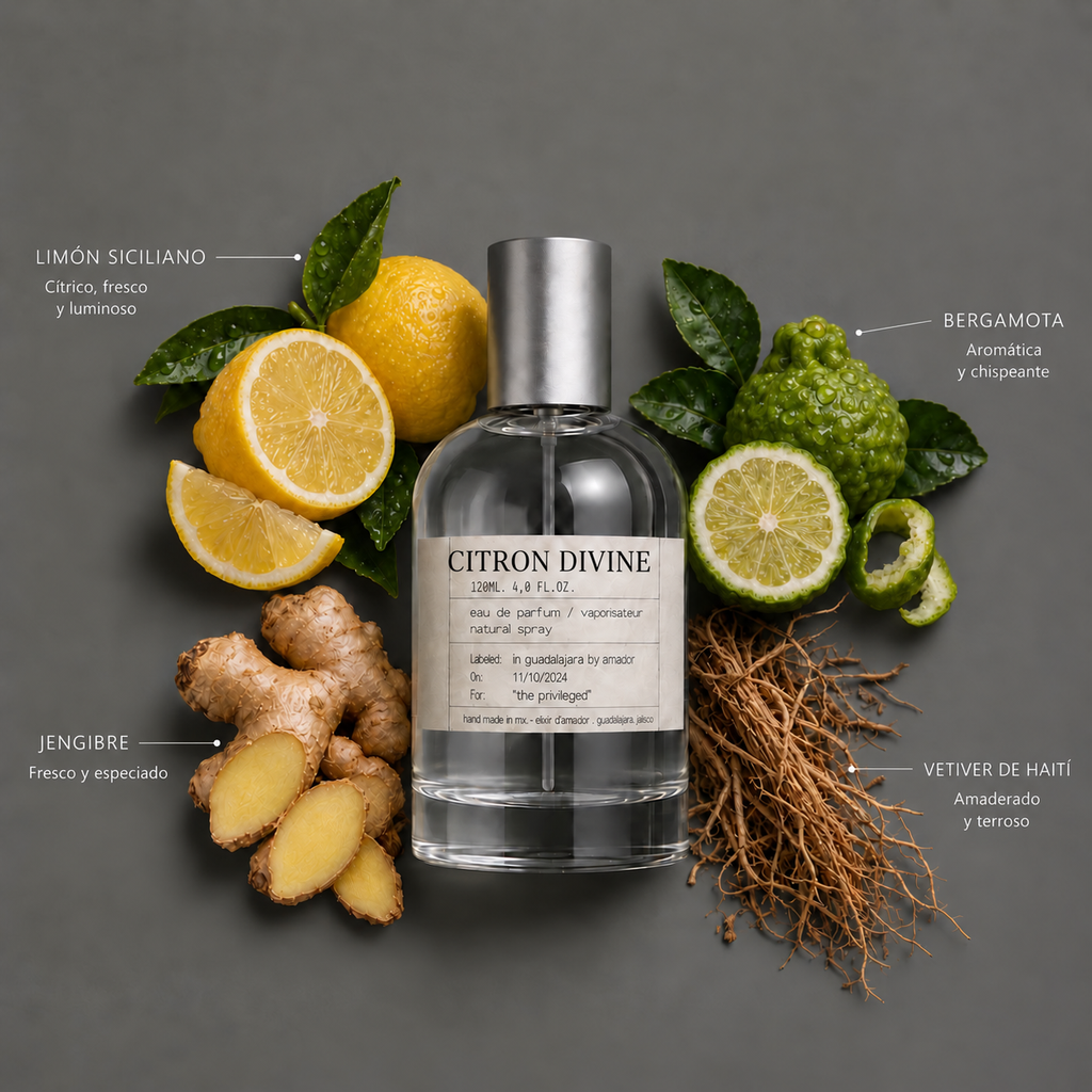 Citron Divine de Elixir Amador: composición olfativa.