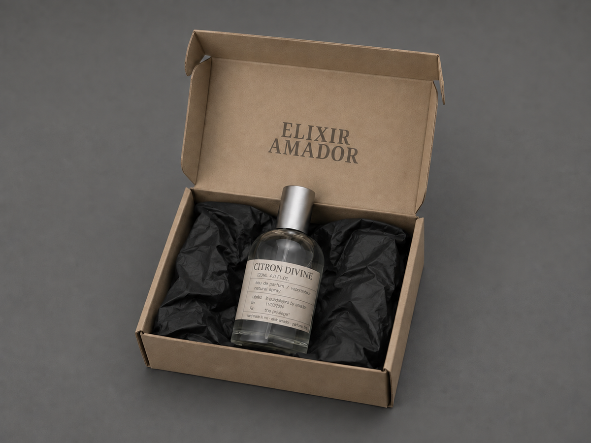 Citron Divine de Elixir Amador: presentación en empaque.