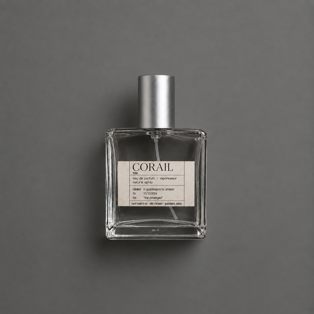Corail de Elixir Amador: frasco cuadrado de 60 ml.