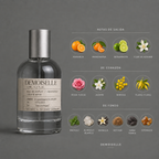 Demoiselle de Elixir Amador: infografía de notas olfativas.