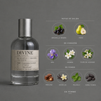 Divine de Elixir Amador: infografía de notas olfativas.