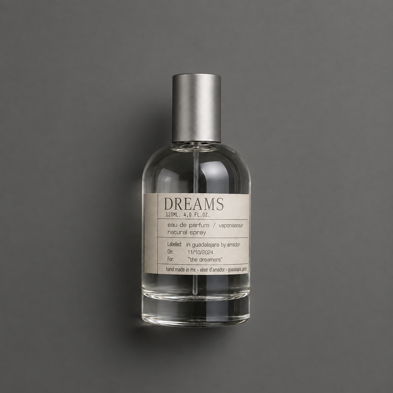 Dreams de Elixir Amador: frasco cilíndrico de 120 ml.