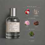 Dreams de Elixir Amador: infografía de notas olfativas.