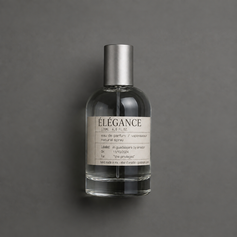 Élégance de Elixir Amador: frasco cilíndrico de 120 ml.