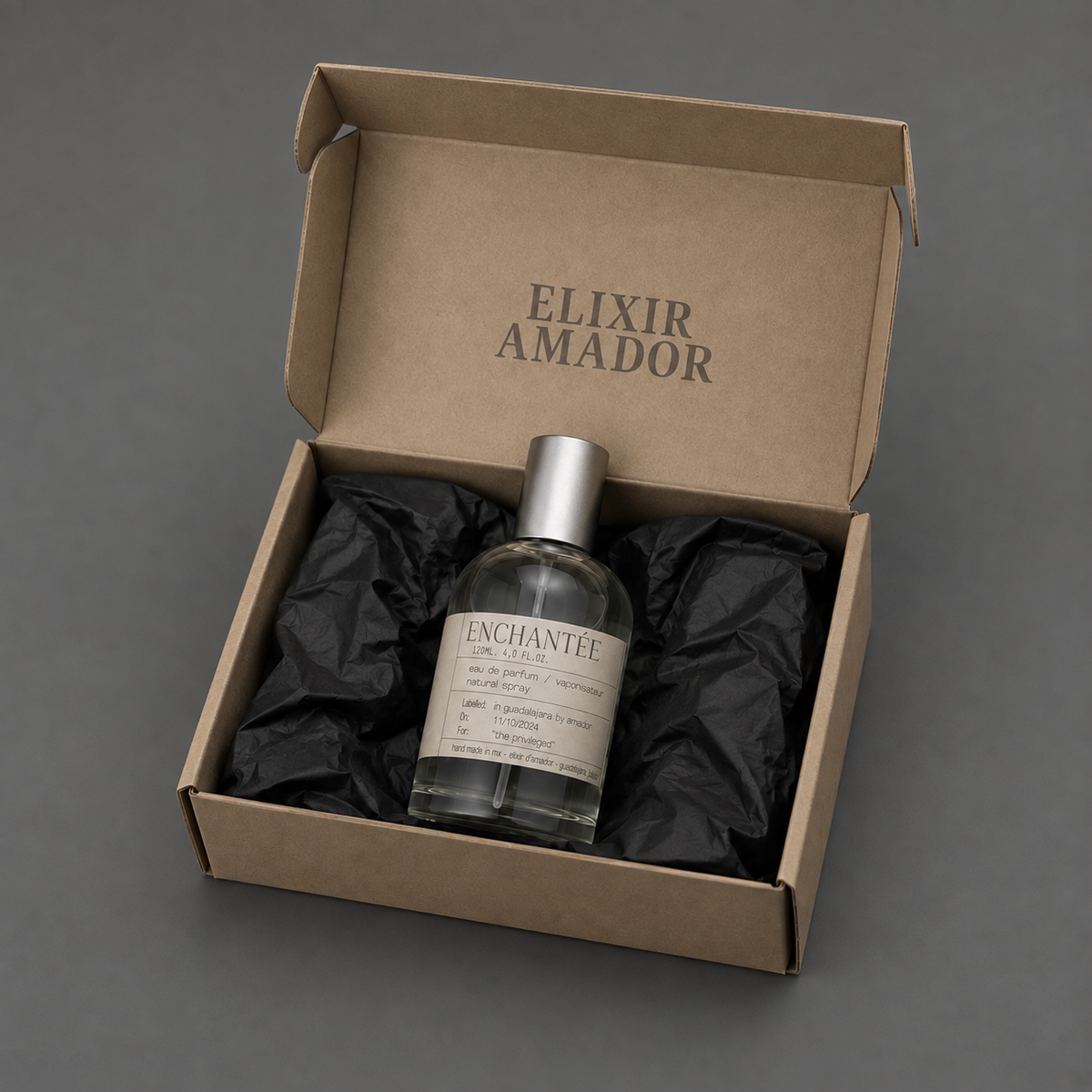 Enchantée de Elixir Amador: presentación en empaque.