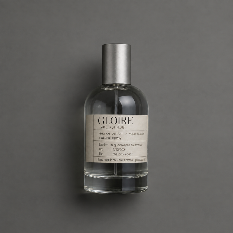 Gloire de Elixir Amador: frasco cilíndrico de 120 ml.
