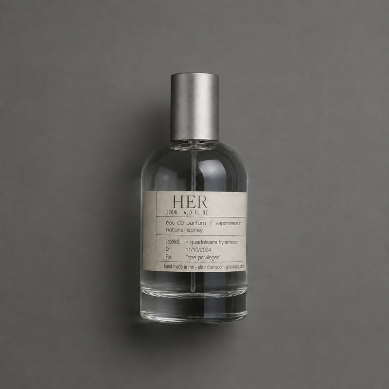 Her de Elixir Amador: frasco cilíndrico de 120 ml.