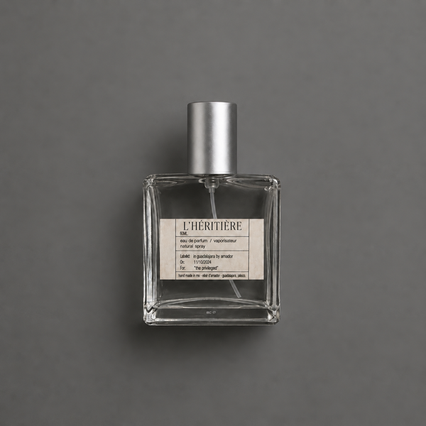 L’Héritière de Elixir Amador: frasco cuadrado de 60 ml.