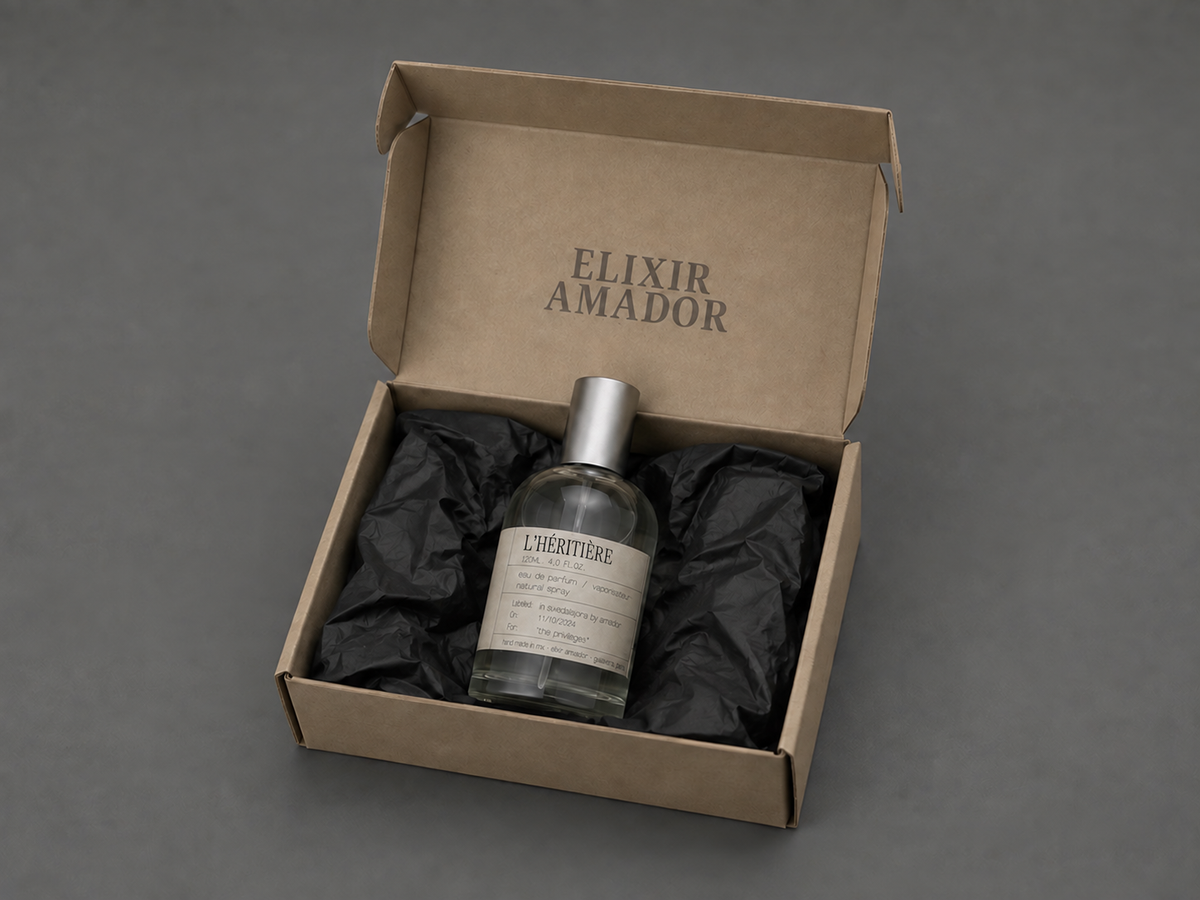 L’Héritière de Elixir Amador: presentación en empaque.