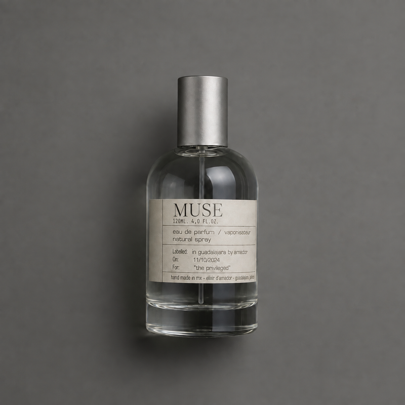 Muse de Elixir Amador: frasco cilíndrico de 120 ml.
