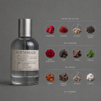 Nuit Nomade de Elixir Amador: infografía de notas olfativas.