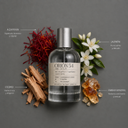 Orion 54 de Elixir Amador: frasco de 120 ml con la composición aromática ilustrada.