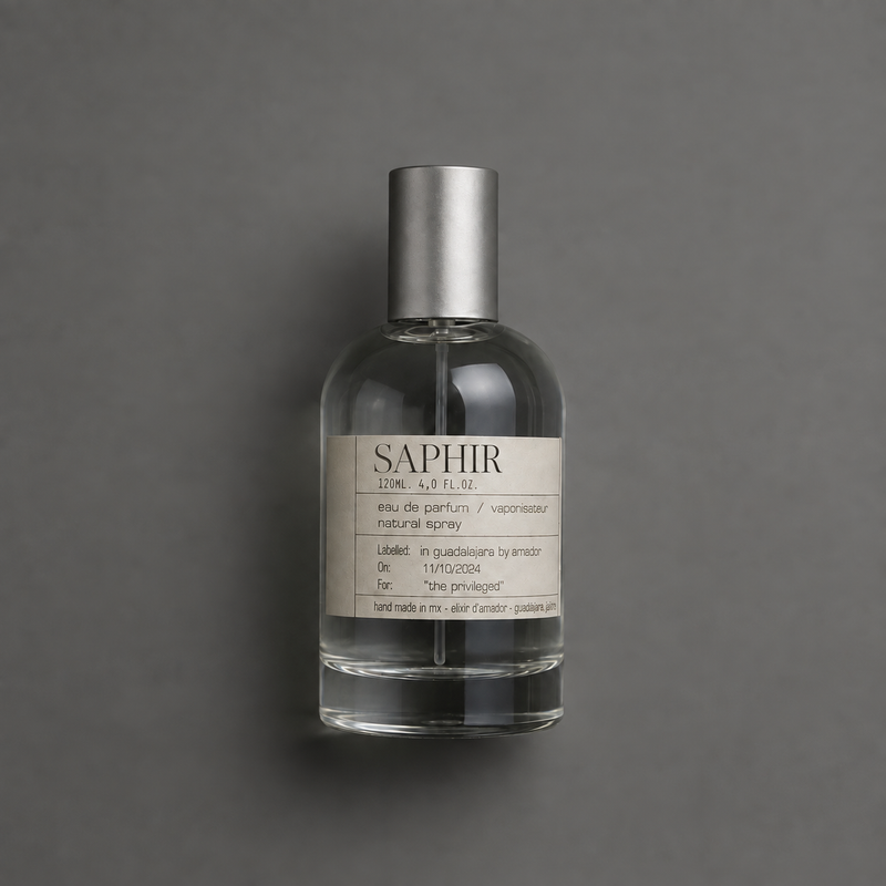 Saphir de Elixir Amador: frasco cilíndrico de 120 ml.
