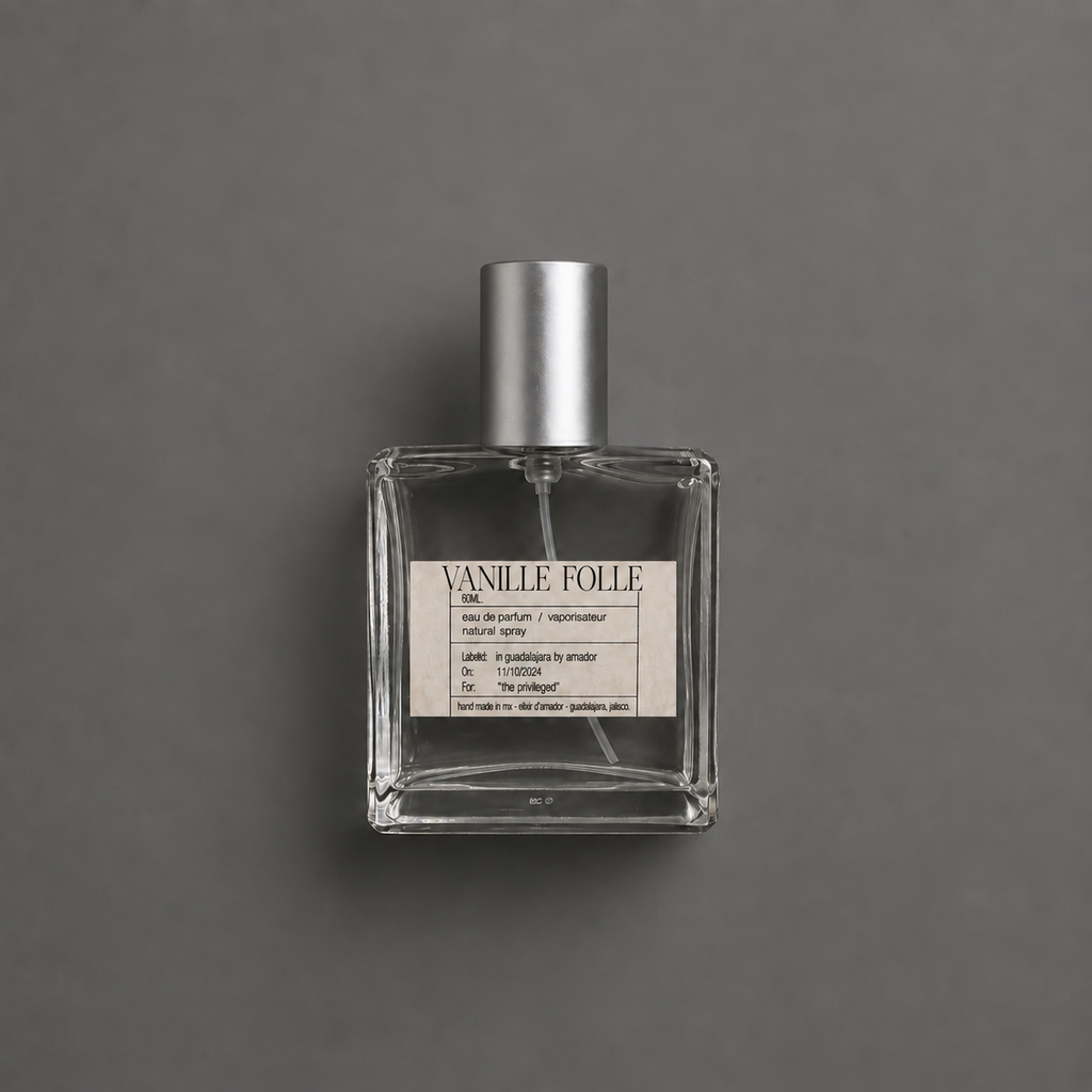 Vanille Folle de Elixir Amador: frasco cuadrado de 60 ml.