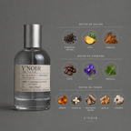 Y’Noir de Elixir Amador: infografía de notas olfativas.